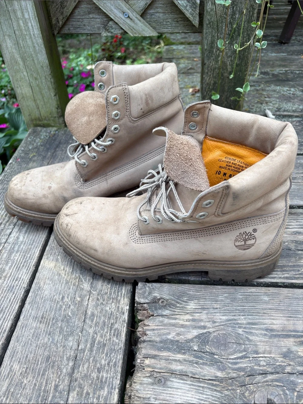 Timberland size 10 beige Men's leather Lace-Up Work Boots